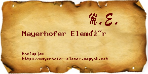 Mayerhofer Elemér névjegykártya